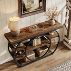 Tribesigns 47” Console Table, Industrial 5-Tier Entryway Table with Metal Frame, Narrow Console Sofa Table for Living Room, Hallway, Rustic Brown