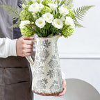 Enra 12.2" Blue and White Ceramic Vase with Handle – Handcrafted Large Chinoiserie Pitcher Vase for Fresh Flowers, Tall Decorative Vase for Living Room Focal Point, Bookshelf & Floor Accent