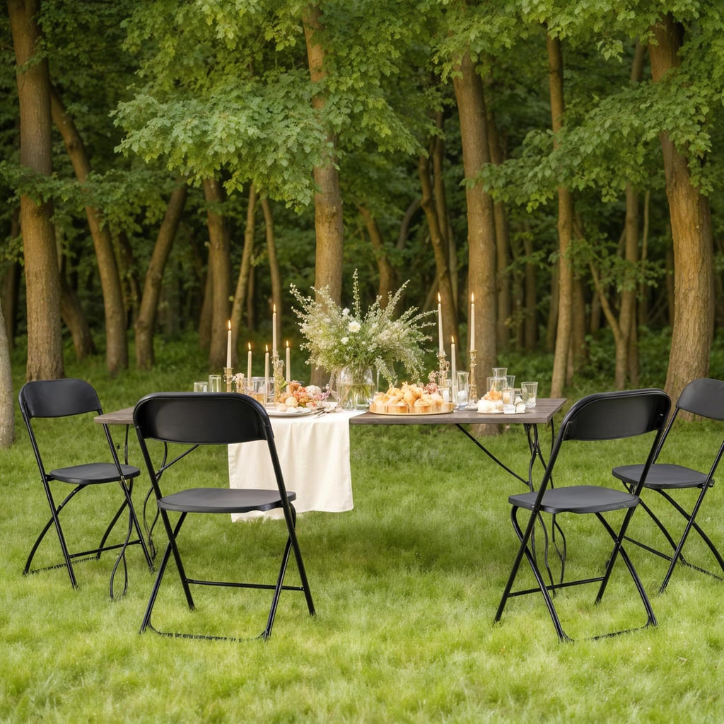 Simple Deluxe 10 Pack Plastic Folding Chairs, Heavy Duty Metal Frame 330lbs Support, Stackable Portable Seat for Indoor Outdoor Events, Office, Patio, Wedding, Picnic, Black