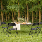 Simple Deluxe 10 Pack Plastic Folding Chairs, Heavy Duty Metal Frame 330lbs Support, Stackable Portable Seat for Indoor Outdoor Events, Office, Patio, Wedding, Picnic, Black