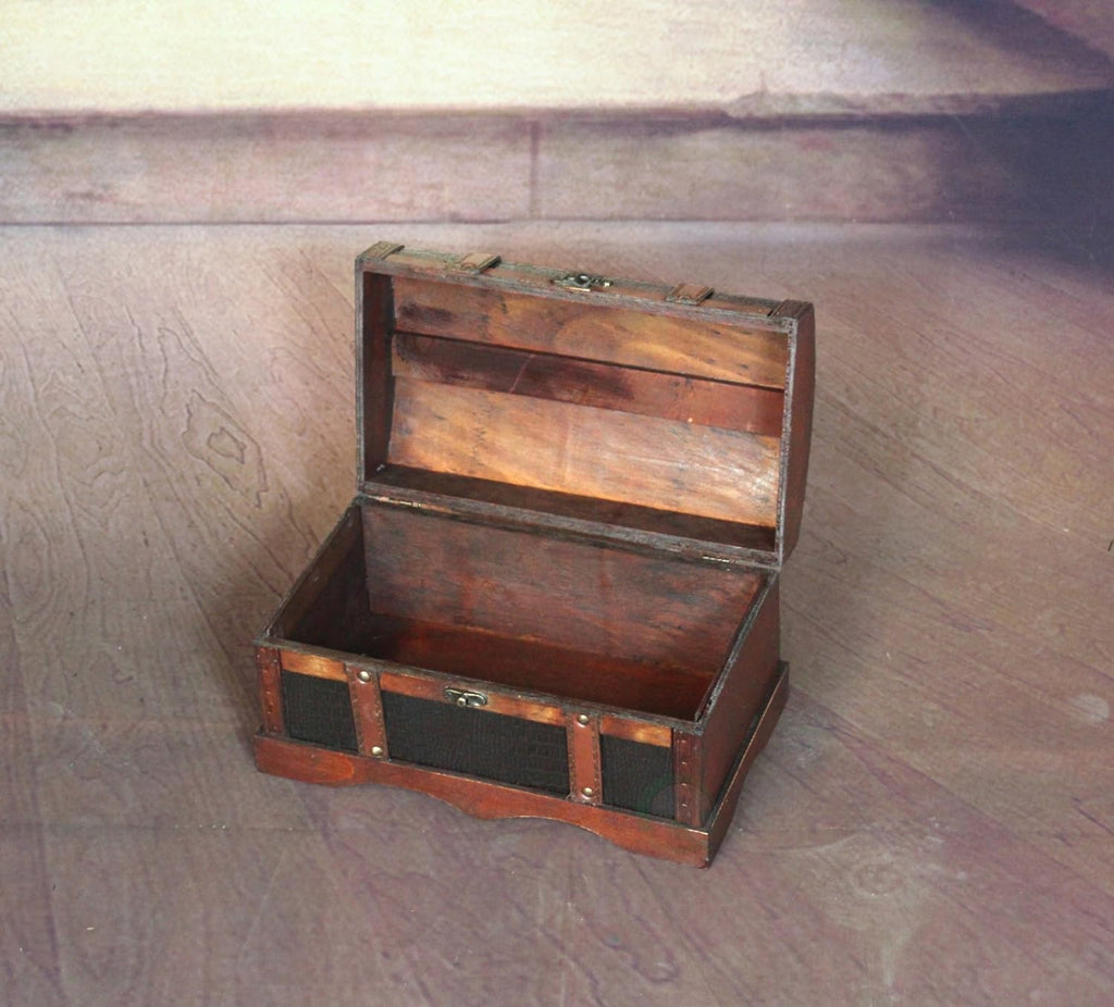 Vintiquewise(TM) Leather Wooden Chest/Trunk