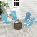 4-Pack Blue Folding Patio Chairs: Lightweight Steel FFor rame, PE Strap Seat, 264lb Capacity, Fold to 33" L x 2.75" H for Camping & Lawn
