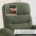 Power Swivel Rocker Recliner Chair for Nursery,Electric Rocking Reclining Chair, Upholstered Glider Nursery Recliner for Living Room, Bedroom, Teddy Green
