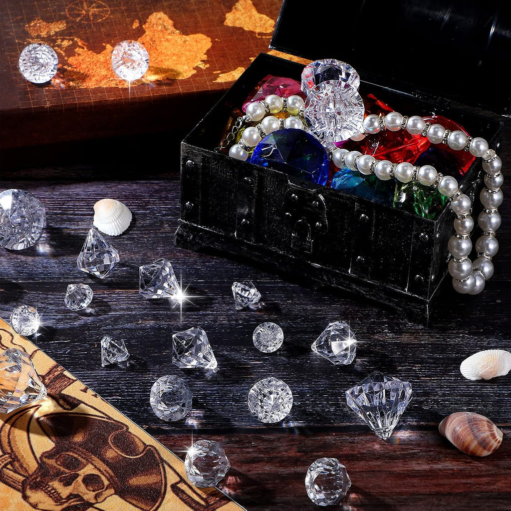100 Pcs Vase Fillers Diamond Decoration for Craft Multi Size Fake Diamond Acrylic Gems Crystal for Wedding Party (Clear)