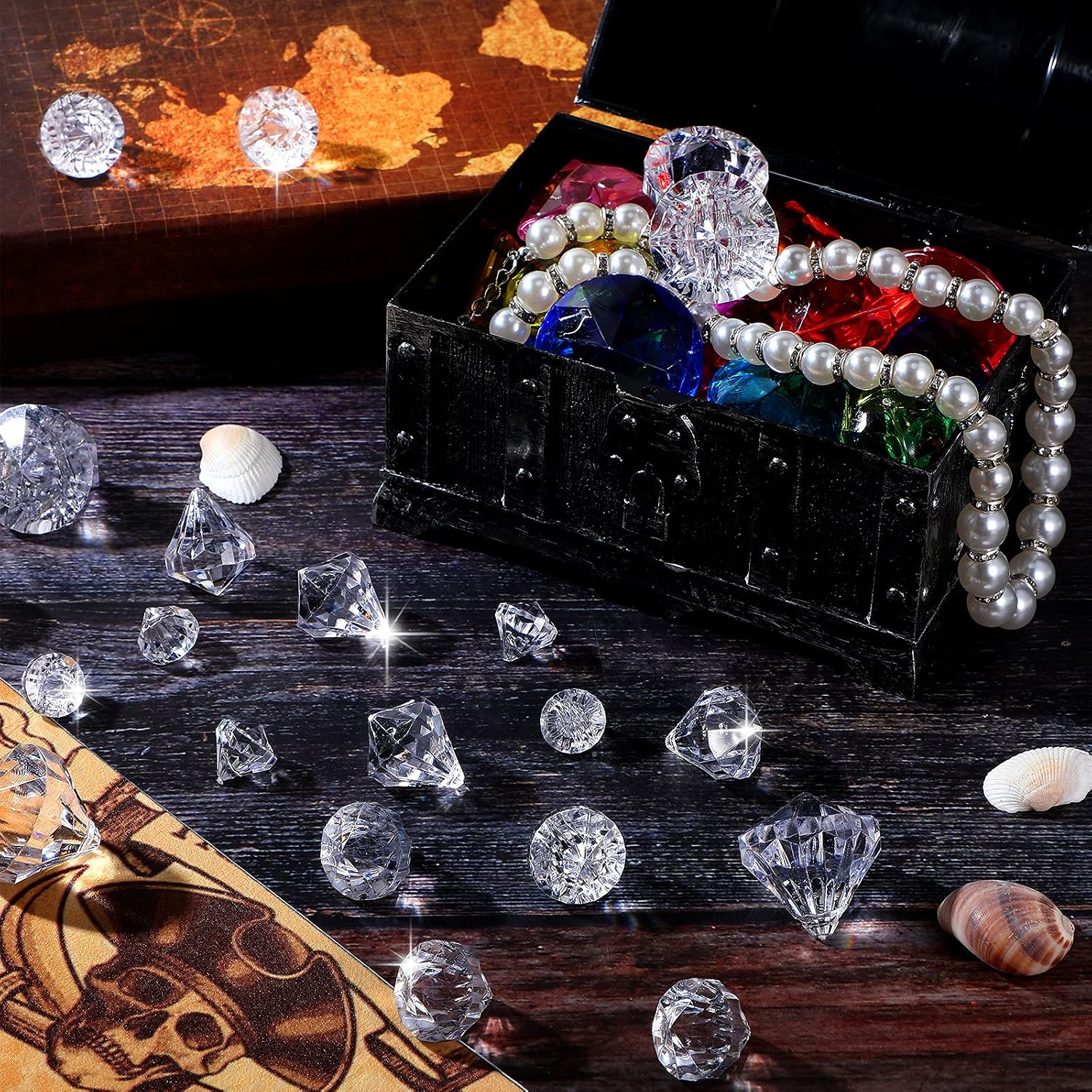 100 Pcs Vase Fillers Diamond Decoration for Craft Multi Size Fake Diamond Acrylic Gems Crystal for Wedding Party (Clear)