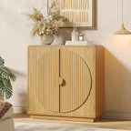 30.3" Modern Sideboard Buffet Cabinet w/ Storage & Fluted Arched Doors, Accent Storage Cabinet, Coffee Bar Buffet Console Table Credenza for Dining Room/Living Room/Entryway/Small Space, Natural Wood