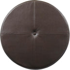 HomePop Round Leatherette Storage Ottoman with Lid, Chocolate Brown Large