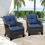 Outdoor Patio Chairs Set of 2, Wicker Patio Furniture with Thick Cushions, Curved Armrest, Deep Seating, Rattan Outdoor Chairs for Porch, Deck, Balcony