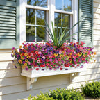 INSPRING Artificial Flowers for Outdoors, UV Resistant 12 Bundles Silk Flower Daisy with Eucalyptus + Orchid Leaf, Realistic Faux Outdoor Flowers for Porch Planter Garden Patio Boxwood (6 Multicolor)