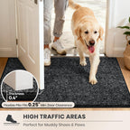 PURRUGS Dirt Trapping Door Mat 20" x 31.5", Non-Slip Machine Washable Entry Rug, Entrance Mat, Indoor Front Door Mat, Super Absorbent Entryway Rug for Muddy Shoes & Paws, Heathered Charcoal