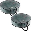 VENO 2 Pack Summer Wreath Storage Container, 24 Inch Clear Wreath Bag, Spring, Christmas Garland Decoration Organizers with Zipper and Durable Handles (Clear, 24"-2 Pack)
