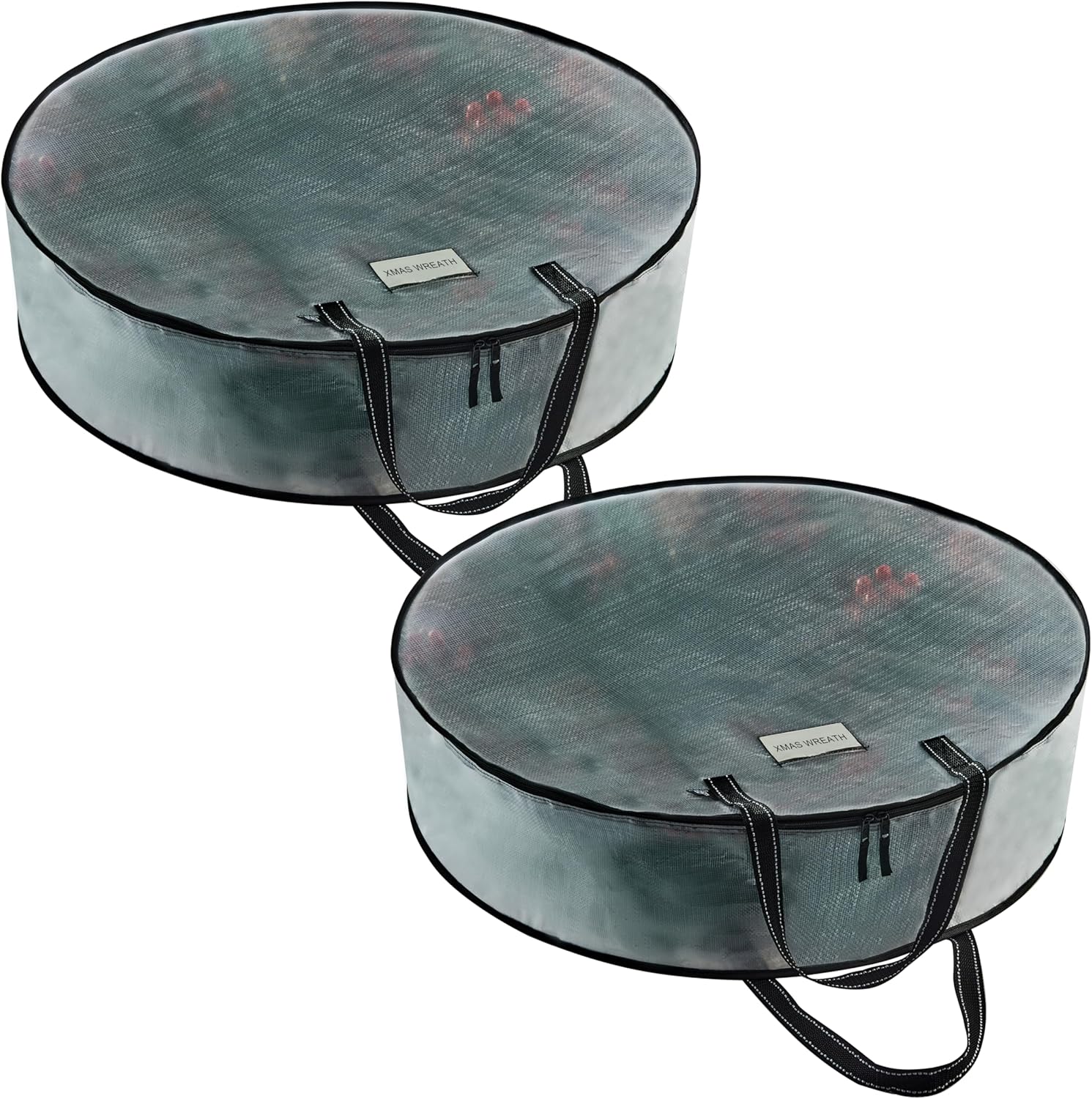 VENO 2 Pack Summer Wreath Storage Container, 24 Inch Clear Wreath Bag, Spring, Christmas Garland Decoration Organizers with Zipper and Durable Handles (Clear, 24"-2 Pack)