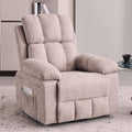 Recliner Chair for Adults, 360°Swivel Rocker Chair for Living Room, Upholstered Manual Recliner with Chenille Fabric, Nursery Rocking Chair for Bedroom, Apartment (Khaki)