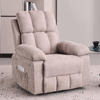 Recliner Chair for Adults, 360°Swivel Rocker Chair for Living Room, Upholstered Manual Recliner with Chenille Fabric, Nursery Rocking Chair for Bedroom, Apartment (Khaki)