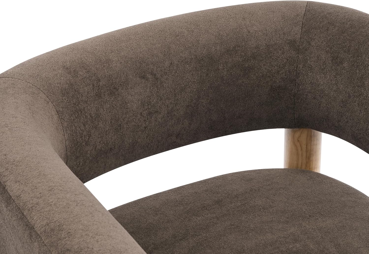 Christopher Knight Home Carly Low Profile Accent Chair, Boucle Upholstered Barrel Chair, Comfy Reading Chair for Bedroom, Wooden Single Lounge Sofa, Dark Brown