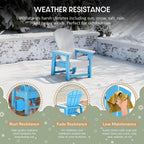 WestinTrends Malibu 2-Piece Kids Outdoor HDPE Adirondack Chair with Square Side Table Set, Pacific Blue