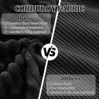 Corduroy Ottoman, Modern Boneless Cloud Foot Rest Foam Support, Oversized Modular Sectional Sofa Stool for Living Room, Bedroom & Small Spaces, No Assembly Required (Black, Ottoman)