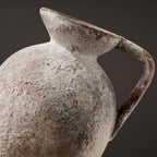 PORCER 9.3 Inch Antique Ceramic Vase, Terracotta Vase with Handle, Tuscan Decor Farmhouse Decorative Vase, Rustic Vase for Home Decor, Living Room, Entryway, Wedding - Distressed Design, Gray