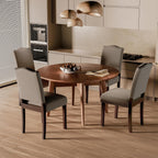 Upholstered Dining Chairs Set of 6 with Thickened Seat Cushion, Wooden Mid-Century Modern Fabric Farmhouse Kitchen Chairs for Dining Room Living/Restaurant/Reading Room