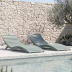 PLUUV HDPE Folding Pool Lounge Chairs Set of 2, Use in Pool Lounge Chairs up to 8-Inches of Water, Pre-Assembled Lounge Chair with Cup Holders, for Hotel, Resort, Poolside, Sun Decks -Light Blue