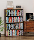 4 Tier DVD Storage Shelf, Media Storage Tower for CDs & Video Games, Freestanding Organizer Shelf for Living Room Home Office, Holds 160+ DVDs(Amber Pine)