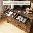 Kitchen Pantry Storage Cabinet with Microwave Stand & Coffee Bar Cabinet,Ample Storage Space with Countertop and 4 Doors, Multi-Scene Use As Hutch or Bar Cabinet, Easy Assembly