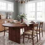 Tribesigns 63-Inch Oval Dining Table, Farmhouse Solid Wood Kitchen Table for 4-6, Large Dinner Furniture with Double Pedestal for Dining Room