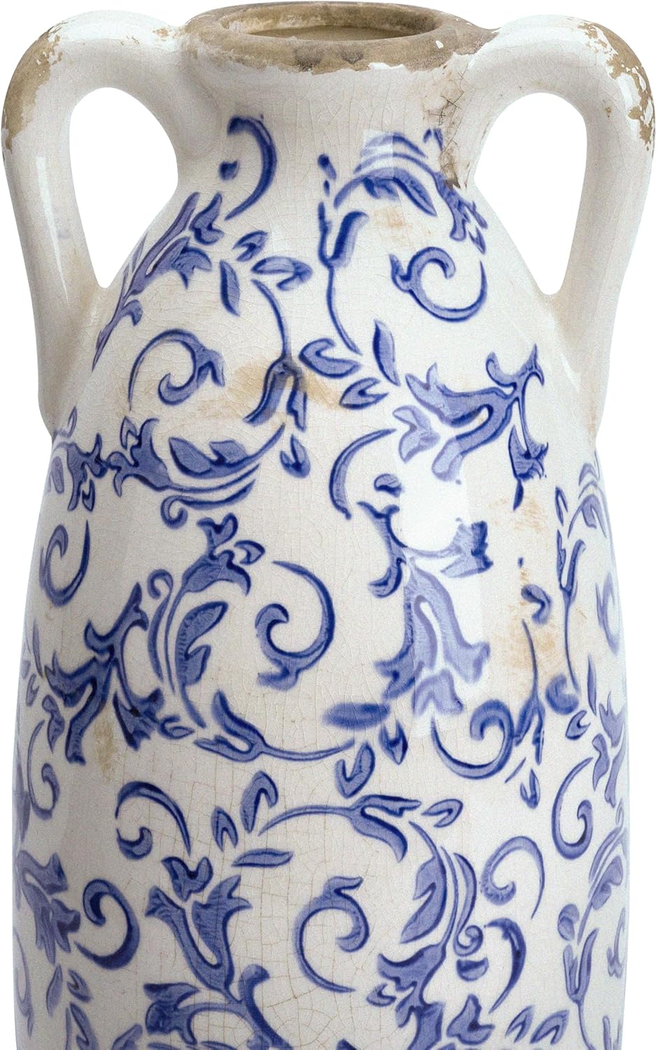 VICTOR & TERESA Blue and White Floor Vase for Pampas Grass, 14'' Tall Vase for Home Decor, Ceramic Farmhouse Decorative Large Vases for Flower, Mantel, Living Room, Shelf, Centerpieces, Gift for Her