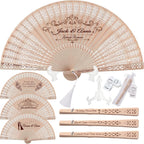 Custom Fans for Wedding Guests,Personalized Wooden Folding Hand Fans in Bulk with Organza Bags & Tassels,Wedding Favors,Baby Shower & Party Favors (30PCS)