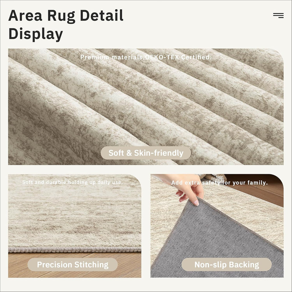 Soalmost Runner Rug 2'x6' Washable Non-Slip Runner Rugs for Kitchen Bathroom Laundry Room Beige Vintage Floor Carpet Runners for Hallway Entryway