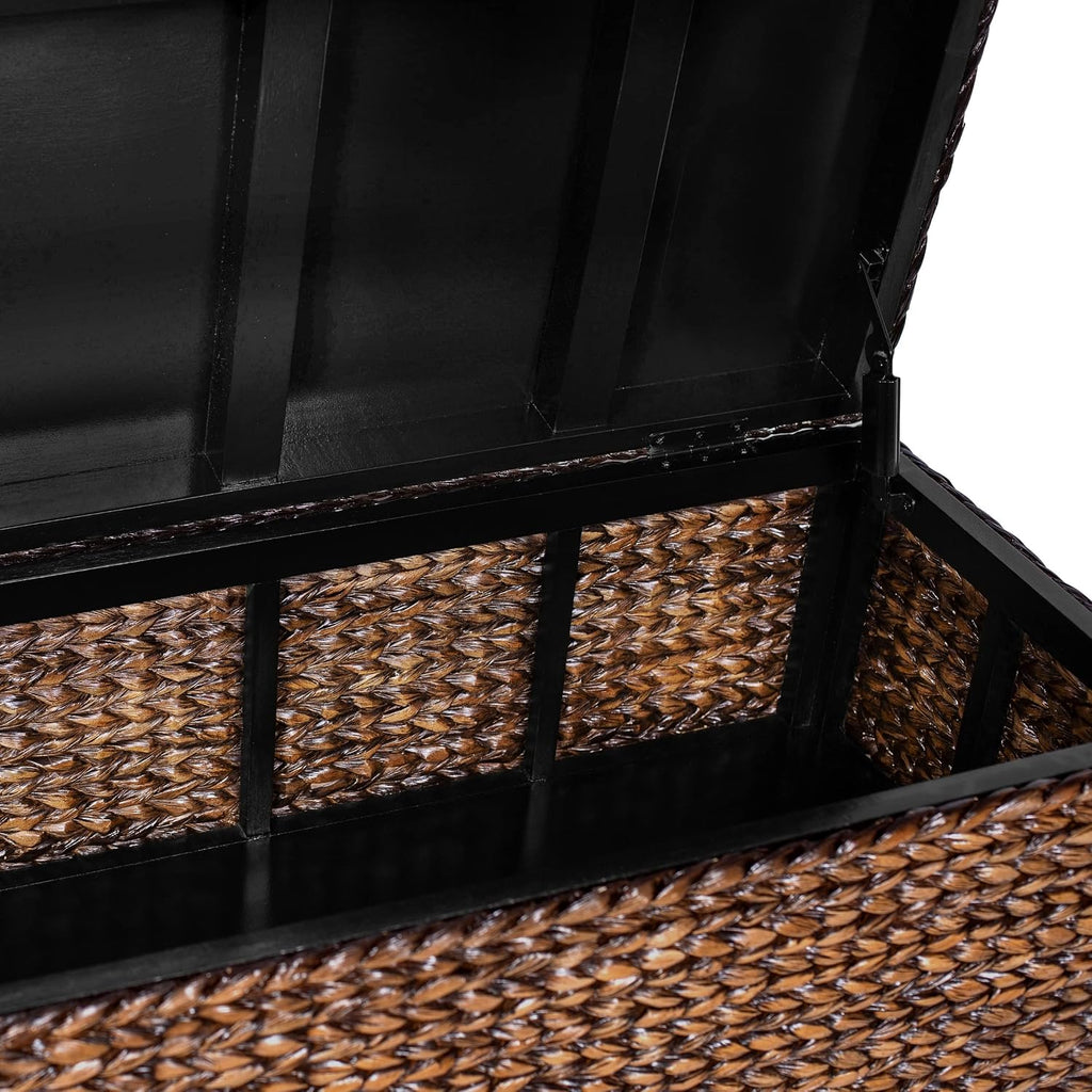 BIRDROCK HOME Hand-Woven Abaca Seagrass 36" Storage Bench with Lift-Top Lid (Brown Wash)