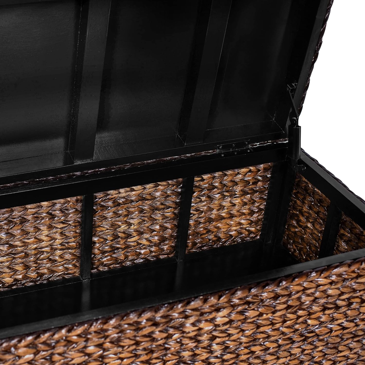 BIRDROCK HOME Hand-Woven Abaca Seagrass 36" Storage Bench with Lift-Top Lid (Brown Wash)