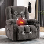 Swivel Rocker Recliner Chair with Vibration Massage and Heat Ergonomic Lounge Chair for Living Room with Rocking Function and Side Pocket, 2 Cup Holders, USB Charge Port