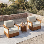 CHITA Patio Acacia 360° Swivel Chair, Outdoor Furniture with 7.7” Thickened Cushions Acacia Wood Frame, Fully Assembled