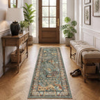 Runner Rug 2’6″x 8’ Animal Botanical Print Area Rug Vintage Kitchen Rugs Low Pile Non Slip Stain Resistant Hallway Runners Whimsical Long Carpets for Living Room Bedroom, Laundry Dorm, Green
