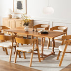 Chogori Wooden Dining Chairs, Modern Dining Room Chairs with Arms and Upholstered Seat, Farmhouse Style Chairs for Kitchen, Dining Room, Living Room (Dark Oak, Set of 6)