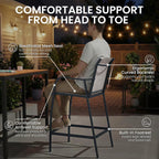 Crestlive Products Outdoor Bar Stools Set of 2, Bar Height Patio Chairs, Heavy Duty Tall Chairs Barstools with Armrest and Footrest, Textilene Fabric for Kitchen, Backyard, Bistro, Poolside (Gray)
