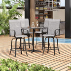 Soohow Outdoor Bar Stools Set of 4, Swivel Patio Barstools with Textilene Fabric, Height Top Patio Chair 360° Swivel, All Weather Use, Ergonomic Comfort Bar Height Tall Outdoor Stools for Balcony
