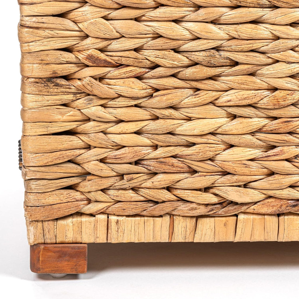 happimess HPM9005A Anada Wicker Weave 30" Storage Trunk, Wooden Frame/Water Hyacinth, Farmhouse, Transitional, Coastal, Rustic for Office, Dorm Room, Living-Room, Bedroom, Dining-Room, Natural