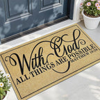 Mat Doormat for Outside Entrance Durable Christian Mat for Front Door Low-Profile Indoor Outdoor Mats Non-Slip Backing with God Floor Rug for Living Room Religious Gifts Home Decor 16.9 x 29.9 Inch