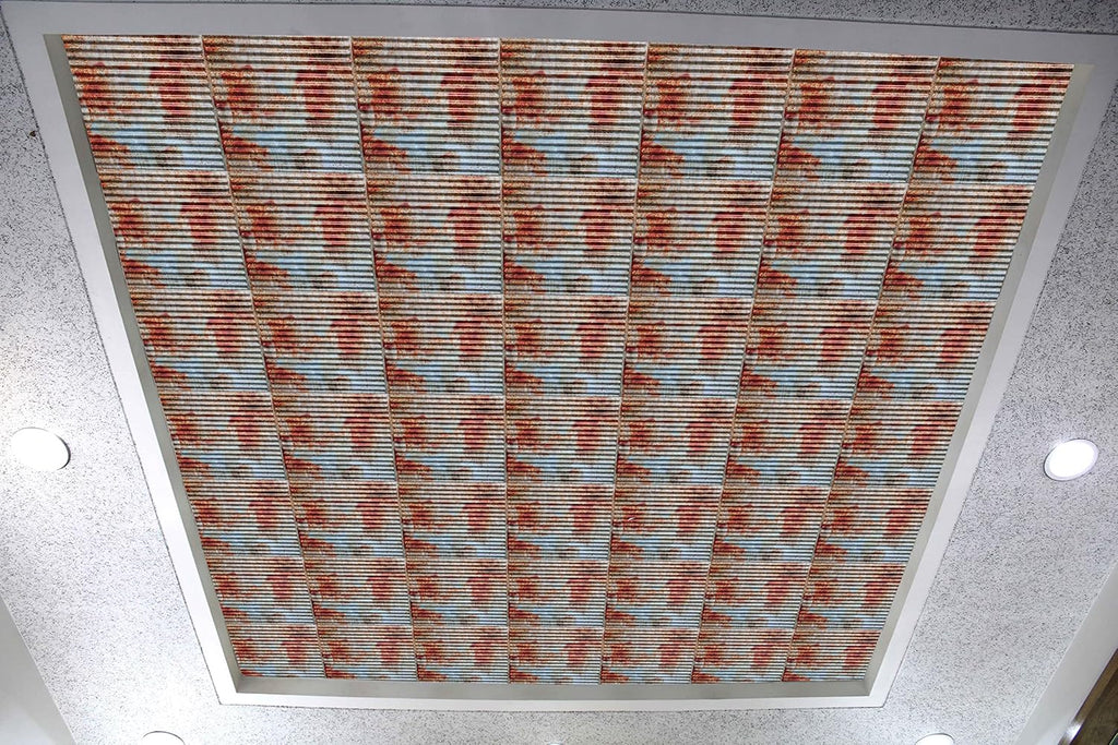 Dundee Deco Rusty Corrugated Old Tin Roof Lay in, PVC 3D Decorative Ceiling Panel, 2 ft X 2 ft (60cm X 60cm), 4 sq ft (0.37 sq m) Each