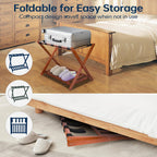 Whitmor Bamboo Luggage Rack with Bottom Shelf, Foldable Suitcase Stand, Heavy Duty Storage Shelf, 5 Nylon Straps & X-shaped Frame, Fully Assembled Walnut Luggage Holder for Guest Room, Bedroom, Hotel
