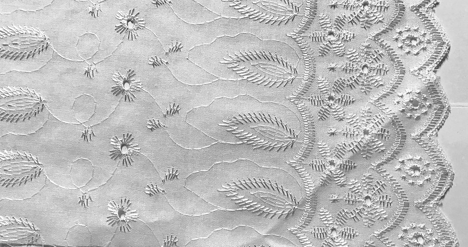Zen Creative Designs Cotton Eyelet Scalloped Bottom Edge Window Valance Home Décor Bedroom Nursery Kitchen Window (58" Wide x 32" Long, White)