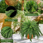 FOREST PRINCE 45" Fake Ferns, Realistic Large Artificial Bush Plants, 2 Artificial Boston Ferns with 59 Fronds for Outdoors Planter Indoor Home Garden Porch Decor