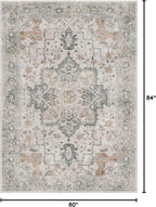 GENIMO 5X7 Area Rugs for Living Room, Machine Washable Non Slip Vintage Area Rugs, Low Pile Lightweight Print Rug for Bedroom, Dining Room, Home Office, Light Taupe Brown