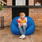 Big Joe Classic Bean Bag Chair for Kids Bedroom and Reading Nook, Easy-Clean Sapphire, Durable Nylon Polyester Blend, 2 feet Refillable