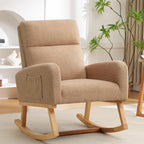 HCHAIRH Rocking Chair Nursery, Sherpa Nursing Rocking Chairs, Upholstered Nursery Glider Rocker for Mom Nursery Morden Accent Rocking Chair with Side Pocket for Living Room,Bedroom,Teddy Camel
