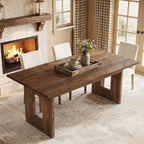 63" Solid Wood Dining Table for 4-6 People, Rustic Rectangular Wood Kitchen Table with Thick Top & Heavy-Duty Legs for Dining Room, Living Room, Rustic Brown