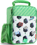 Fit & Fresh Customizable Charm Lunch Bag for Boys & Girls, Soccer Kids Lunch Box with 6 Sports Charms, Premium Insulated Reusable Lunch Tote for School