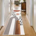 Boho Runner Rug 2x6 for Hallway Beige Abstract Modern Home Decor Soft Throw Carpet Non Slip Entryway Mat Washable Area Rug for Laundry Bedroom Bathroom (Brown, 2' x 6')